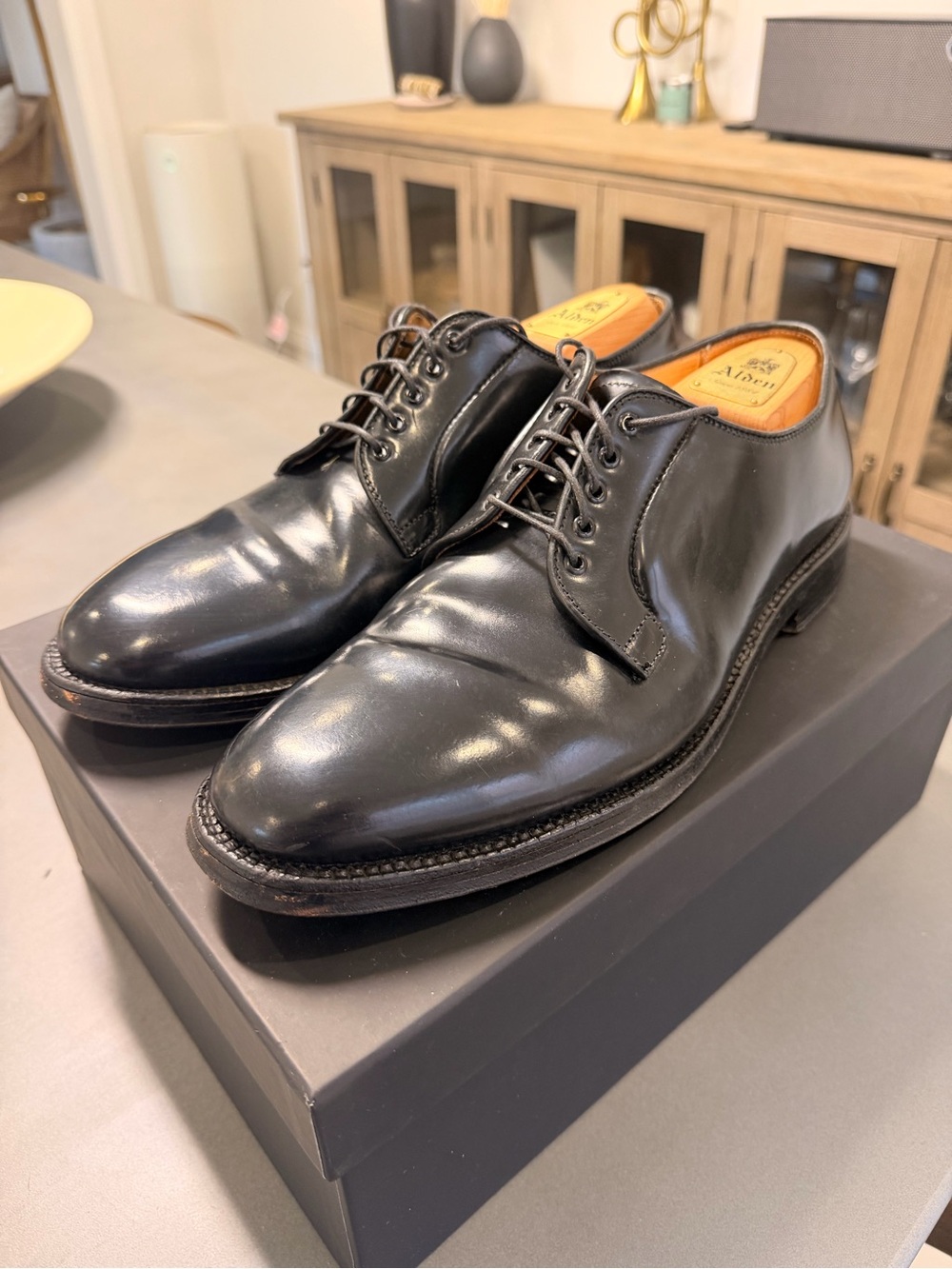 Alden for Brooks brothers  Horween black shell cordovan plain toe blucher